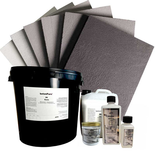 BETONPURE 2K Mikrozement KOMPLETT-SET mit Sinolan Versiegelung (Bedarfsrechner Farbe 1)