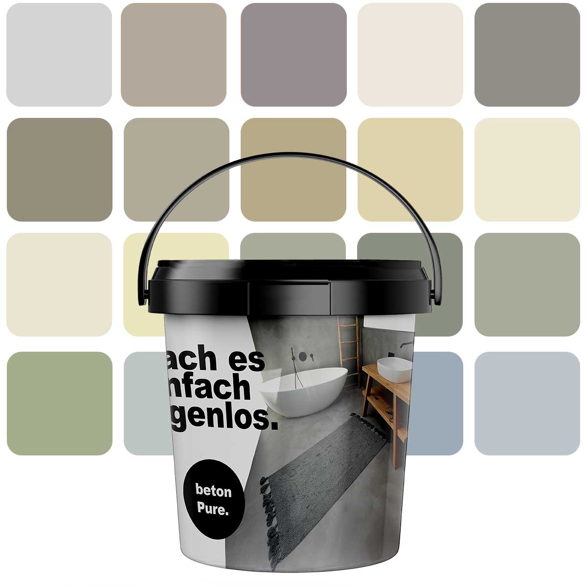 Basis-Set Mikrozement betonPure Set 5qm / 10KG - verarbeitungsfertig - fugenlos für Wand, Boden, Bad - ohne Versiegelung