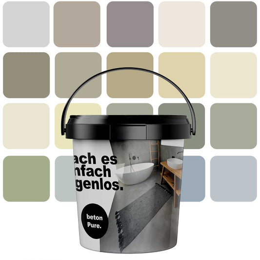 Basis-Set Mikrozement betonPure Set 5qm / 10KG - verarbeitungsfertig - fugenlos für Wand, Boden, Bad - ohne Versiegelung