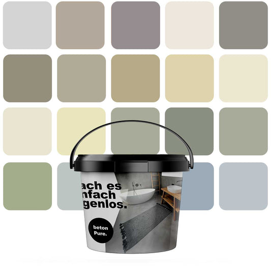 Basis-Set Mikrozement betonPure 1qm / 2KG - verarbeitungsfertig - fugenlos für Wand, Boden, Bad - ohne Versiegelung